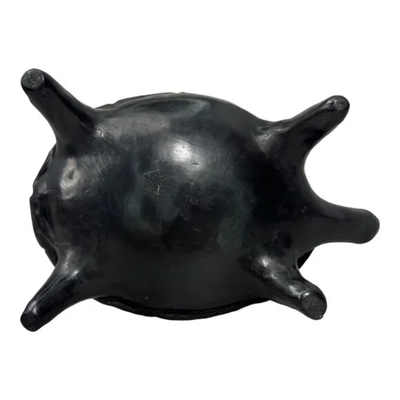 Barro Negro de Oaxaca Handmade Black Mexican Clay Tortoise VNTG Vase 7" H x 8" W - Picture 8 of 8